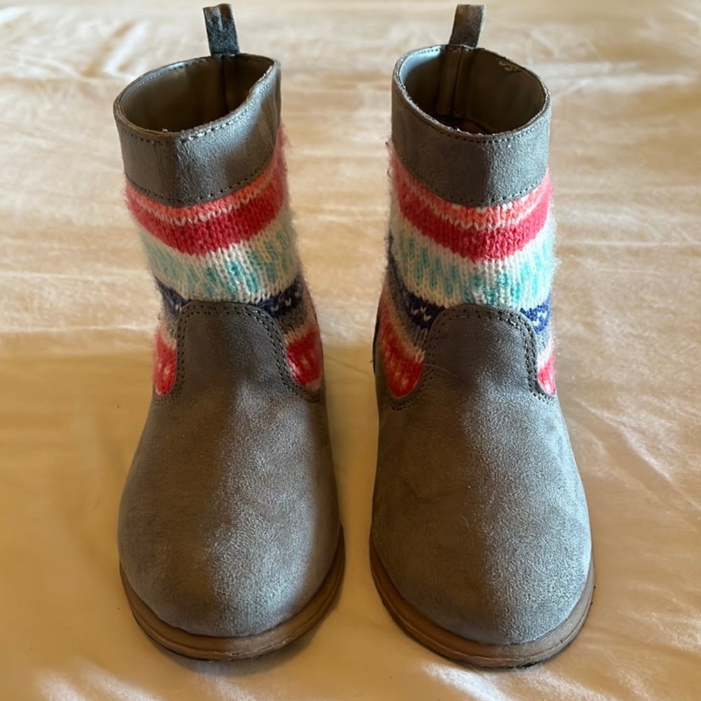 Gymboree toddler boots gray fair isle size 8